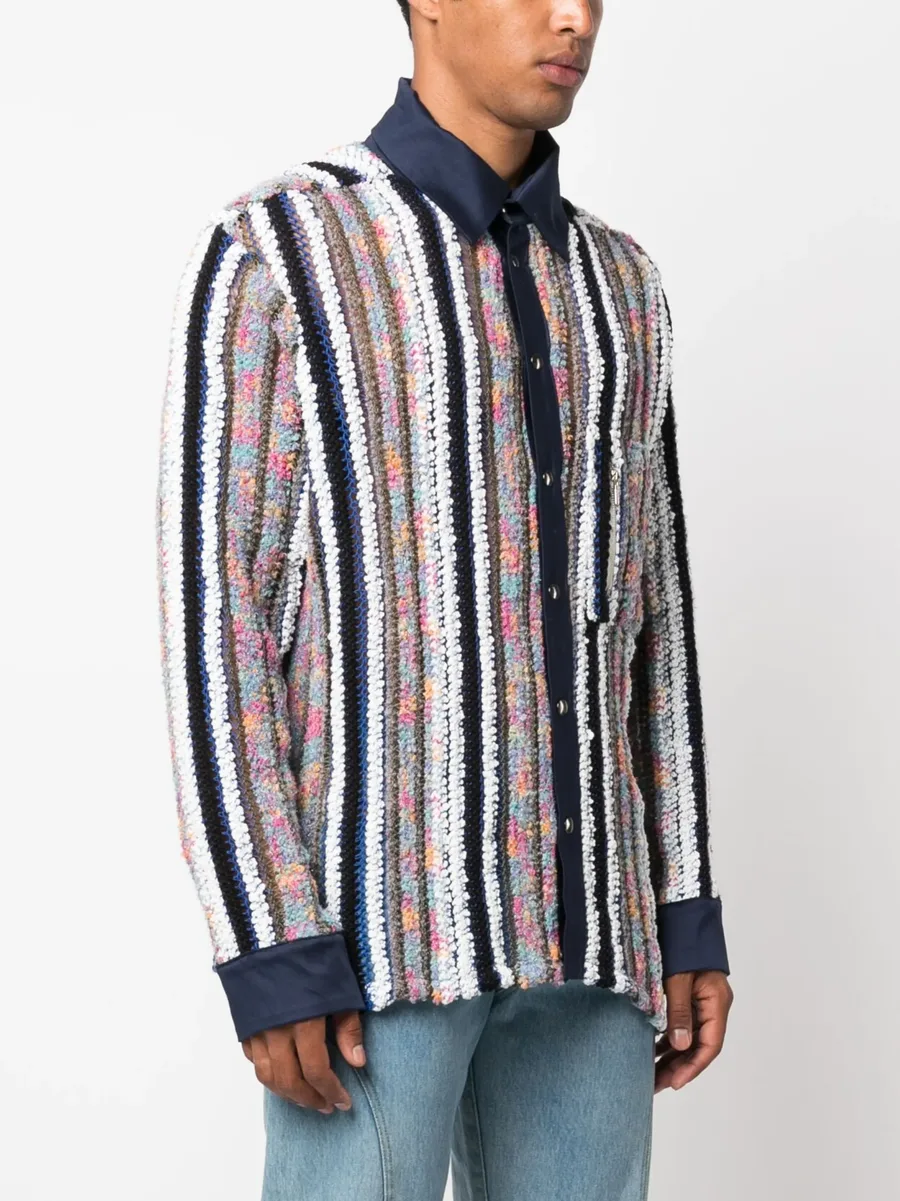 striped knit-panel shirt 6