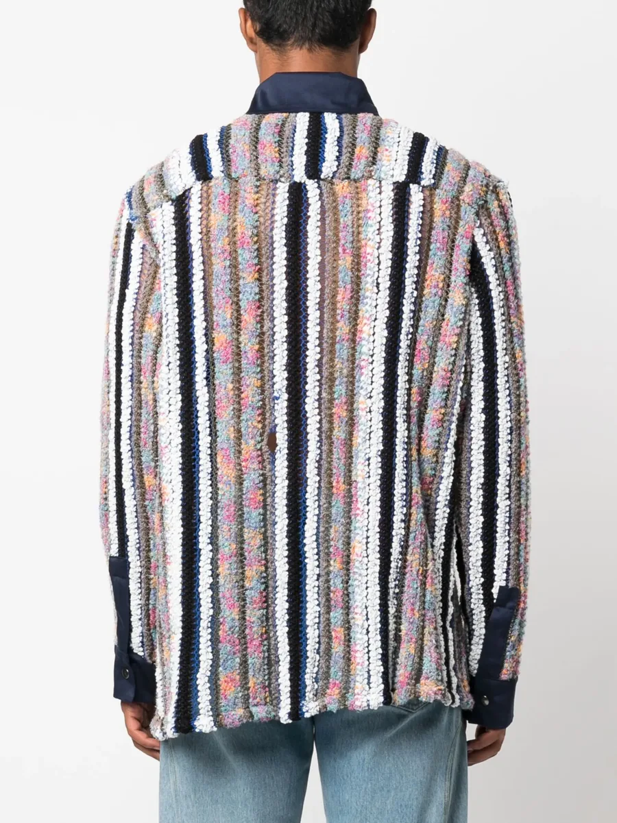 striped knit-panel shirt 8