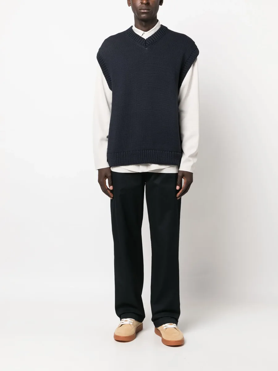 V-neck cotton-blend knitted vest 3