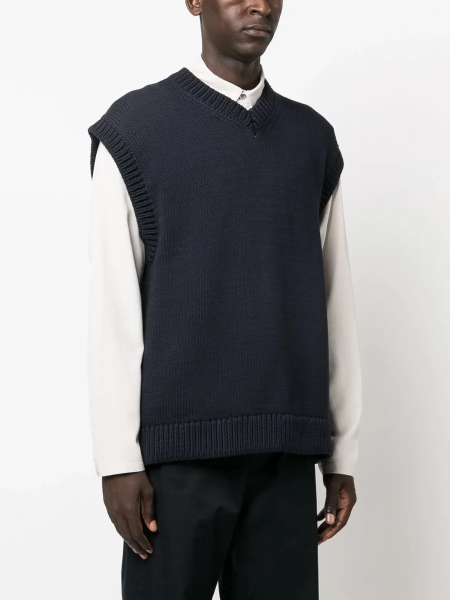 V-neck cotton-blend knitted vest 5