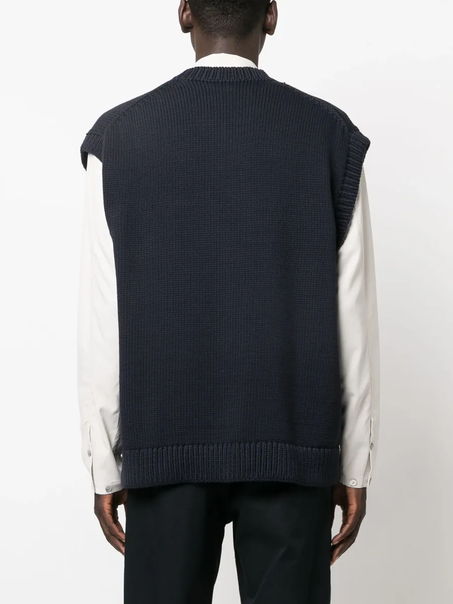 V-neck cotton-blend knitted vest 8