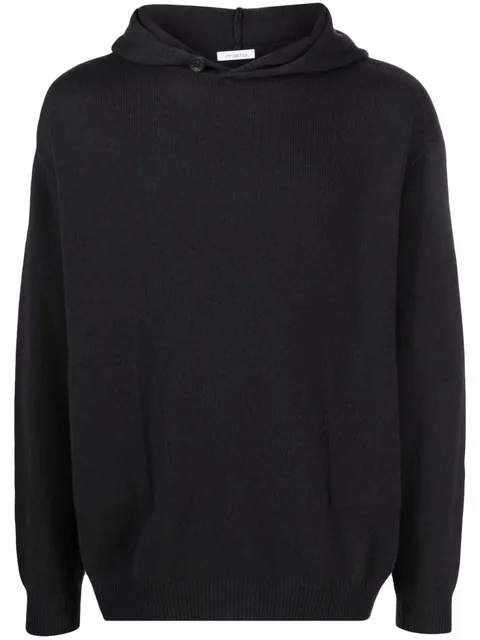 ribbed-knit hooded sweatshirt