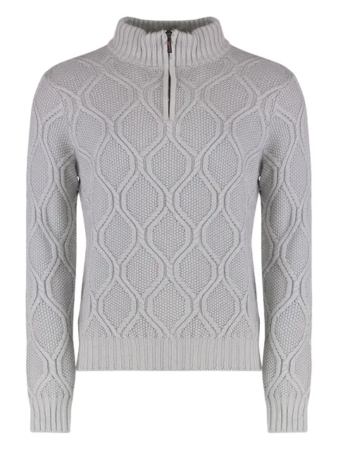 cable-knit half-zip sweater