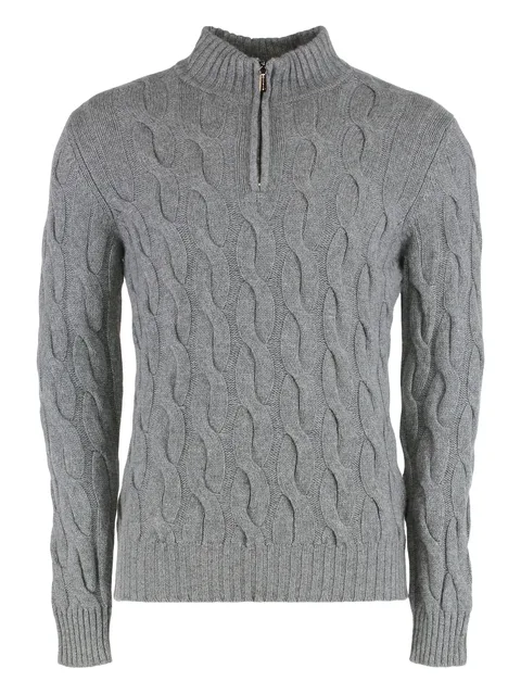Fedro-CWS cable-knit zip sweater