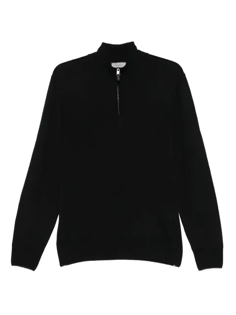 high-neck zip-front sweater