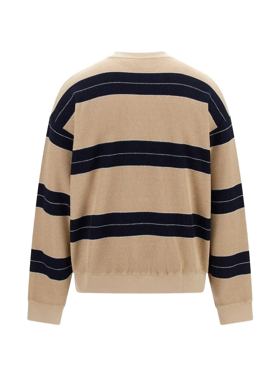striped embroidered-logo sweatshirt 4
