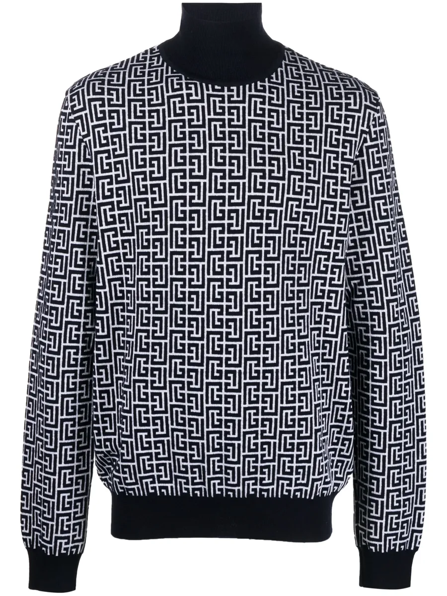 monogram-intarsia roll-neck jumper 2