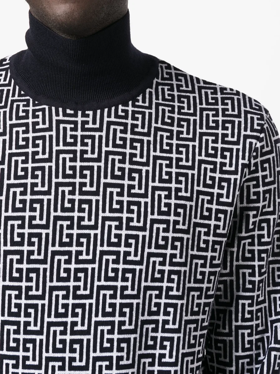 monogram-intarsia roll-neck jumper 9
