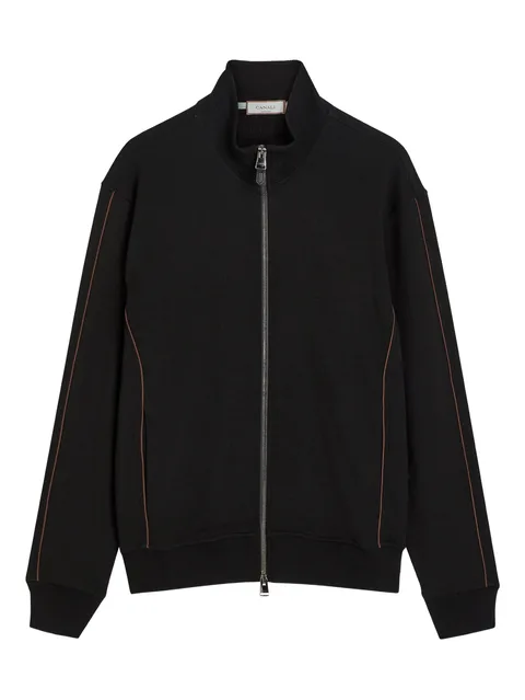 pipe-detail zip-up sweatshirt