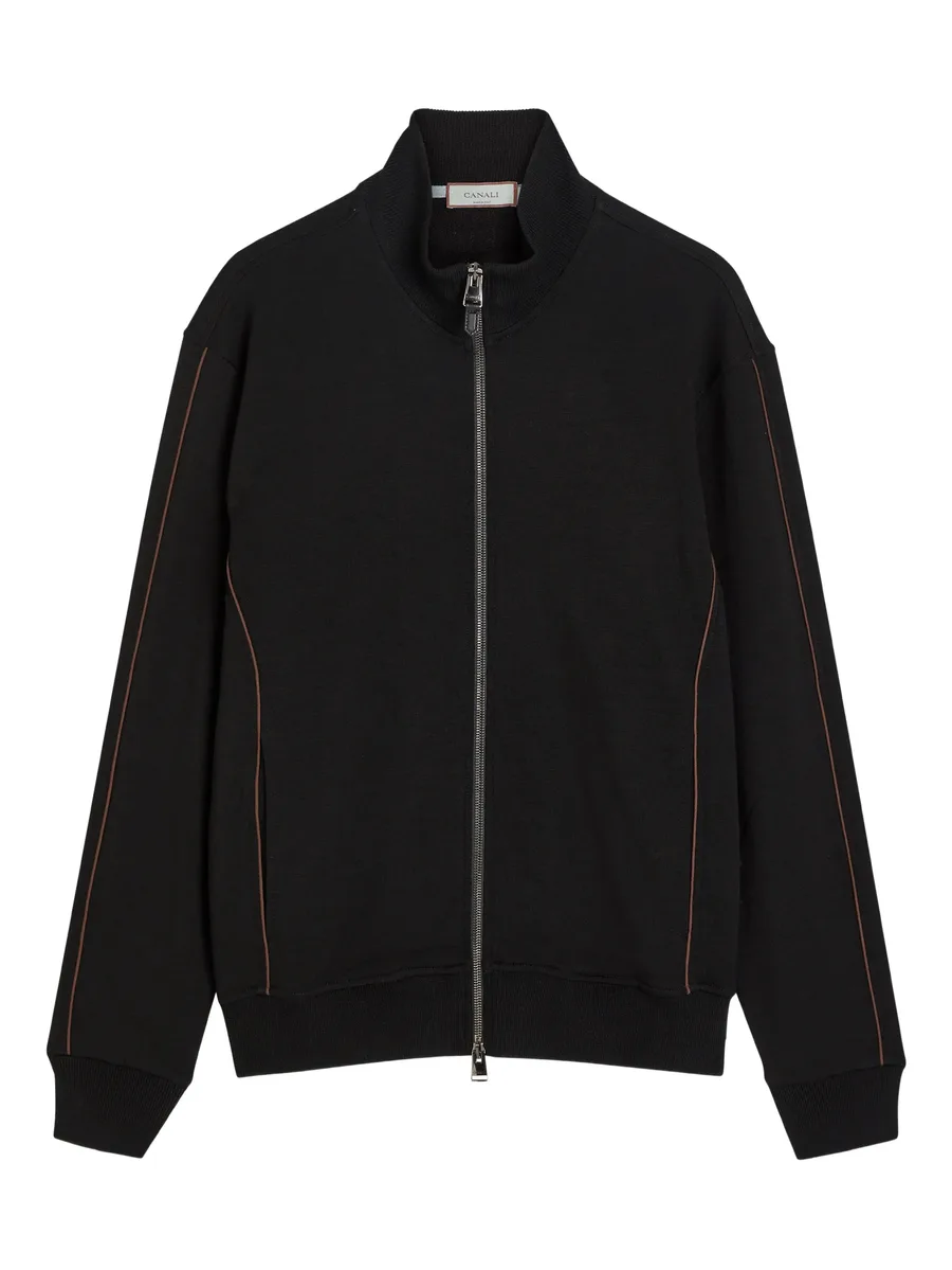 pipe-detail zip-up sweatshirt 2