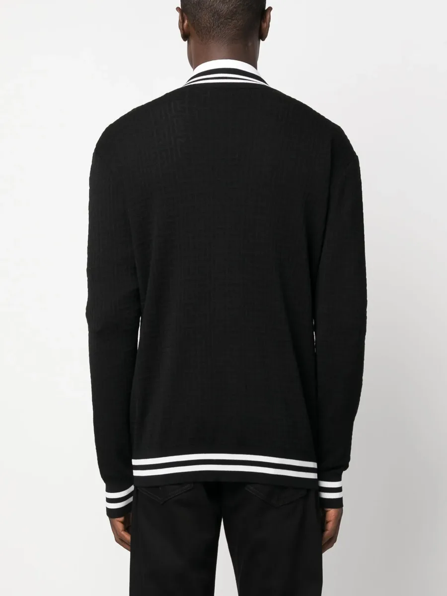 contrasting-trim V-neck cardigan 8