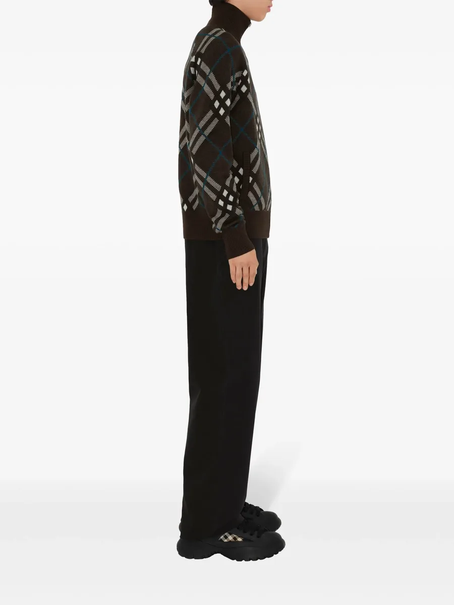 Check zip-up cardigan 4