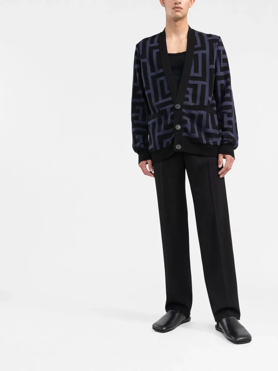 monogram-print V-neck cardigan 4
