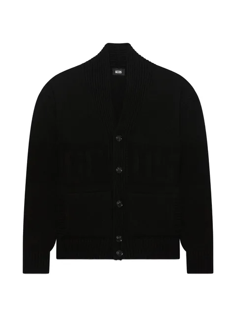 shawl-collar buttoned cardigan