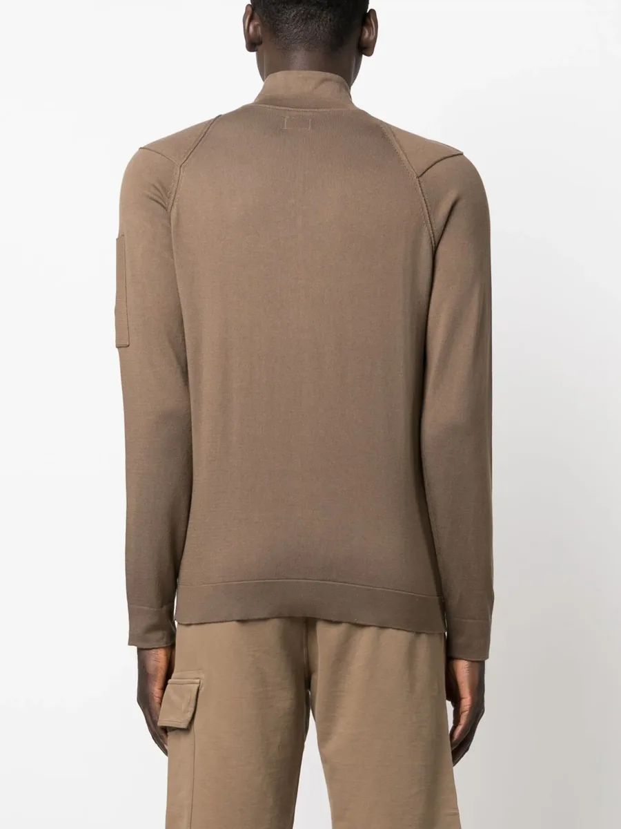 lens-detail zipped cotton cardigan 8