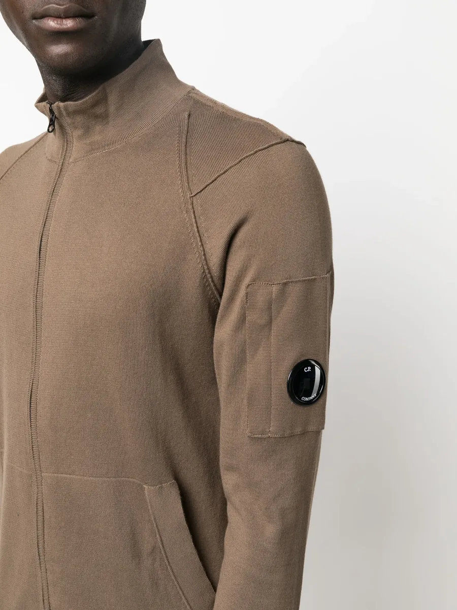 lens-detail zipped cotton cardigan 9