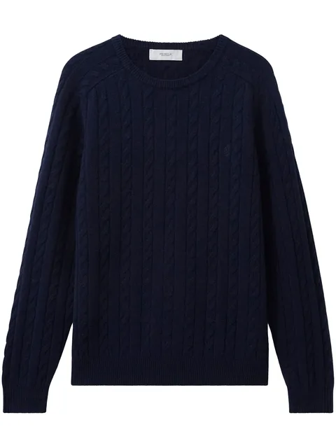 cable-knit lambs wool jumper