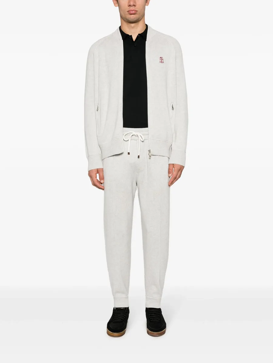logo-embroidery cashmere cardigan 4