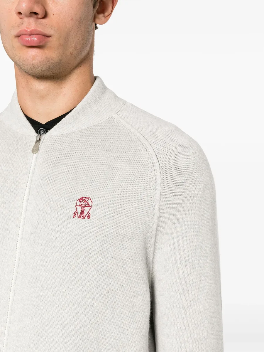logo-embroidery cashmere cardigan 9