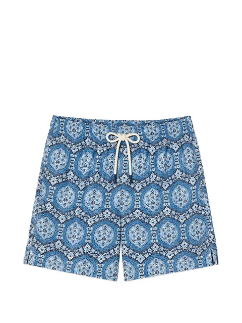 Captain patterned drawstring swim shorts