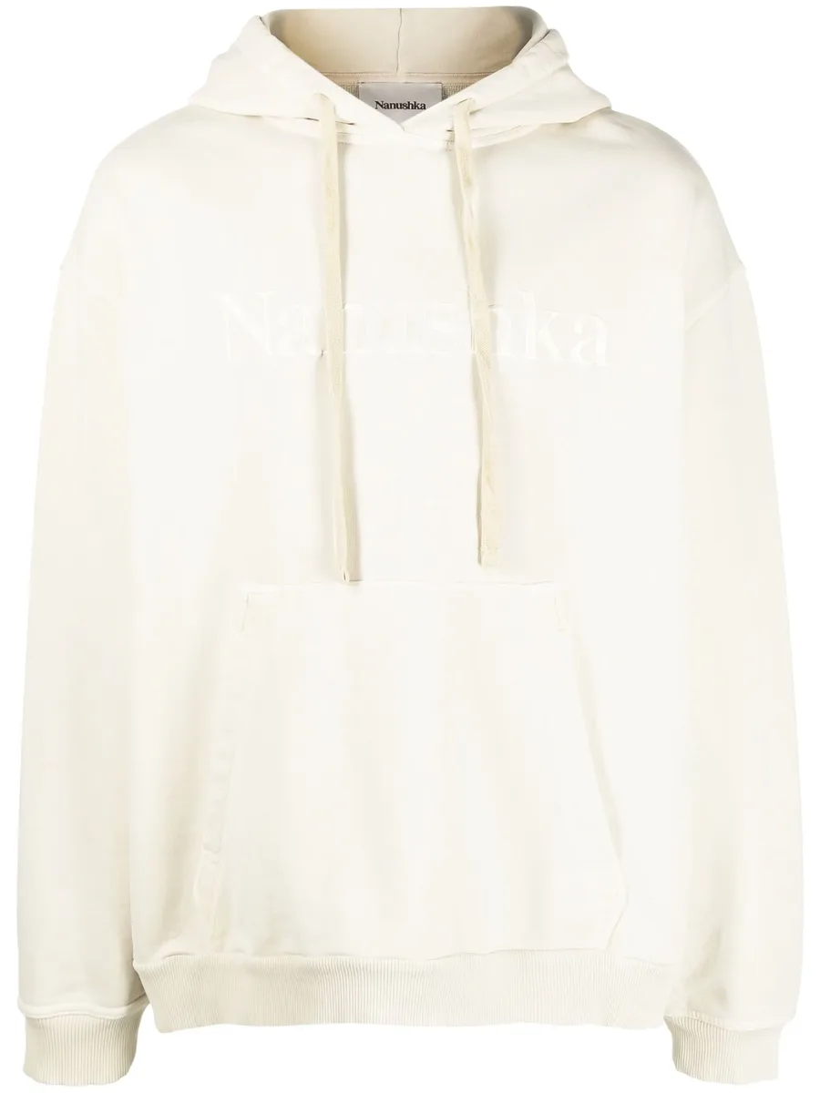 logo-embroidered cotton hoodie 1