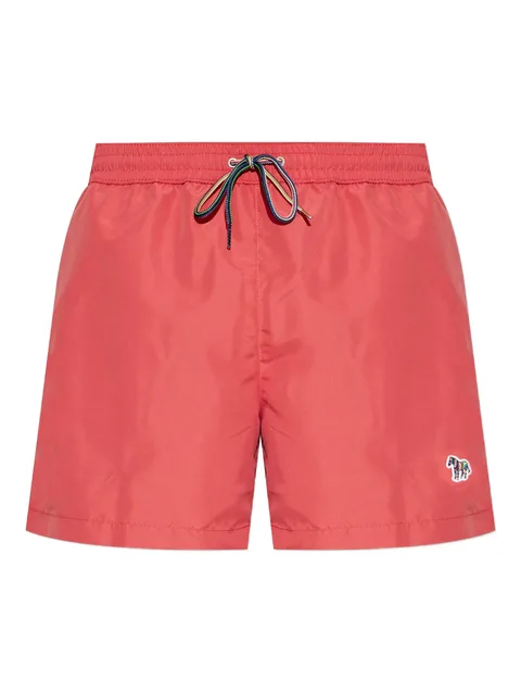 drawstring-waist zebra-motif swim shorts