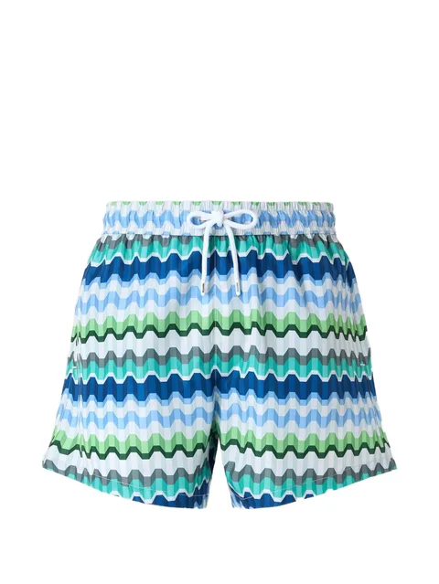 Zigzag-print swim shorts