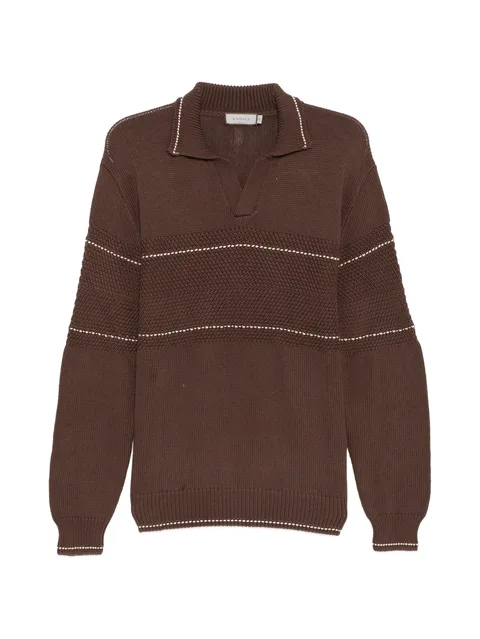 striped V-neck jumper