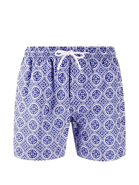 geometric-print swim shorts