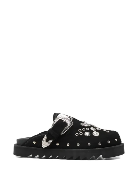 buckle embellished slippers