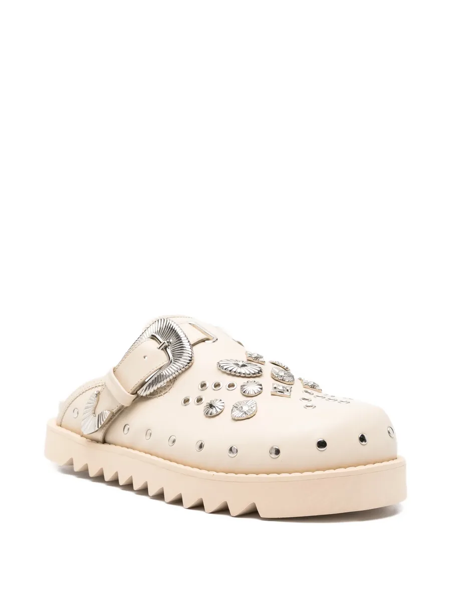 buckle-embellishment leather slippers 4
