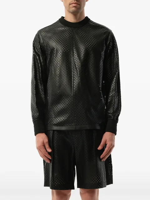 perforated leather sweatshirt
