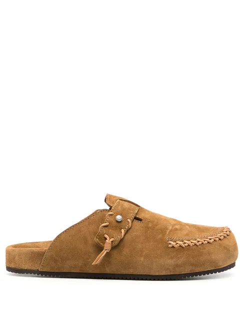 decorative-stitching suede slippers