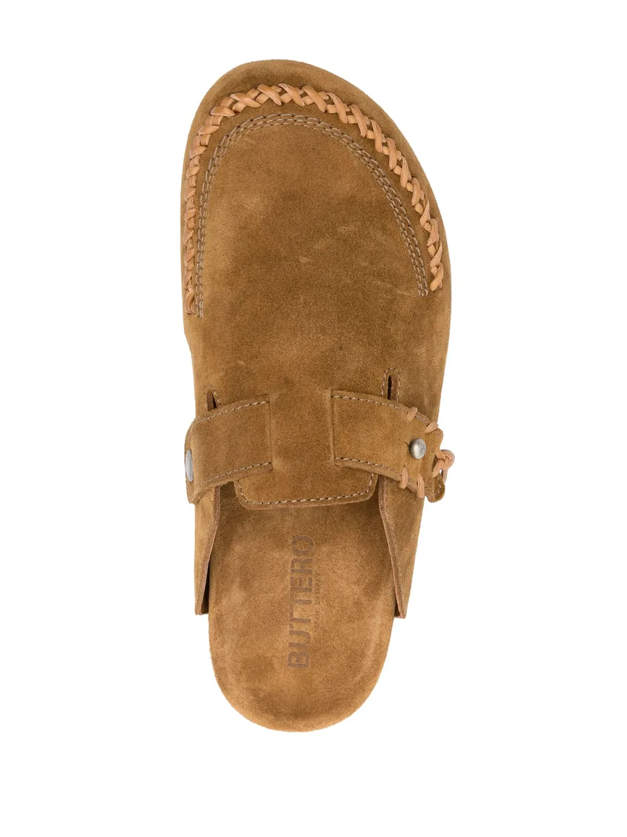 decorative-stitching suede slippers 7