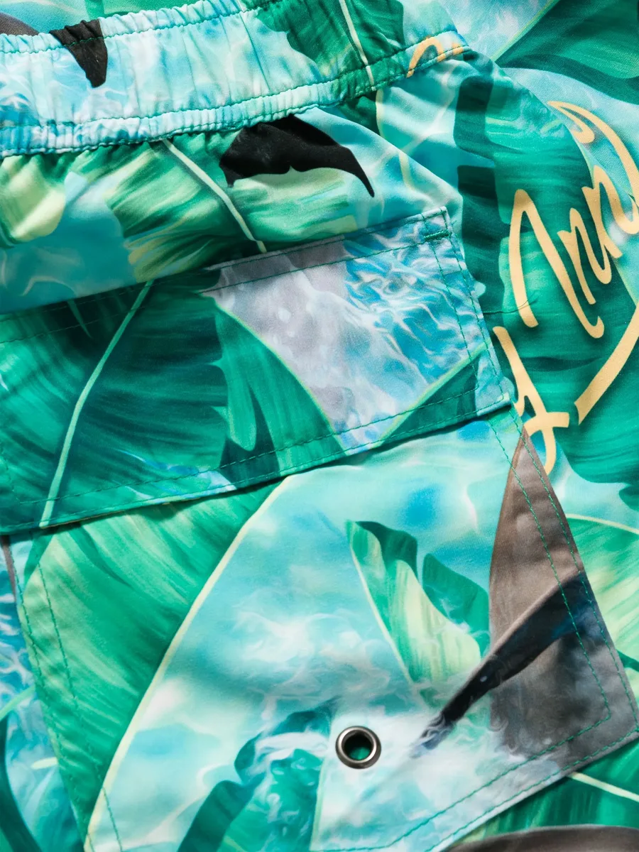 dolphin-print drawstring swim shorts 6