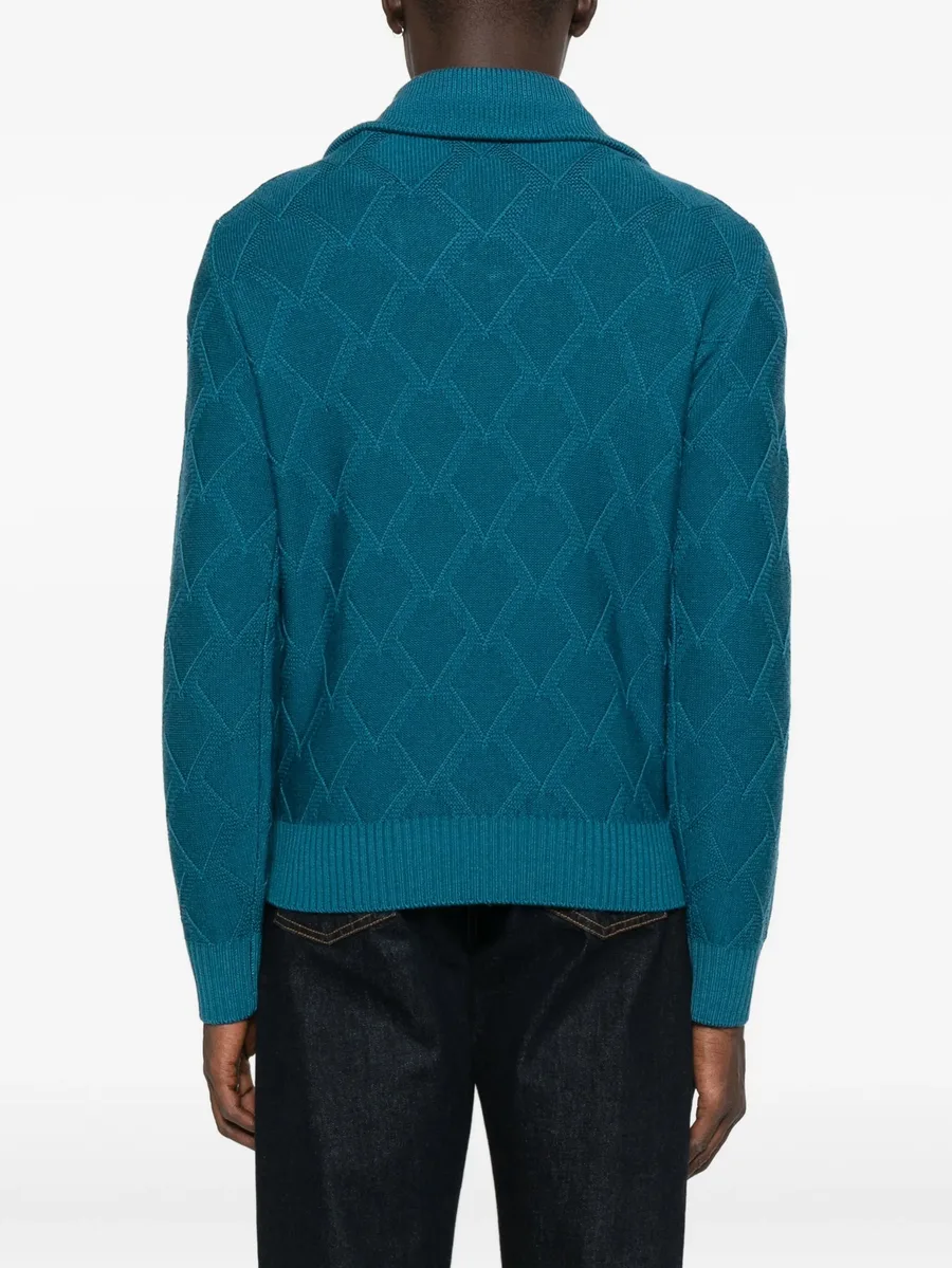 diamond-pattern zip-neck sweater 7