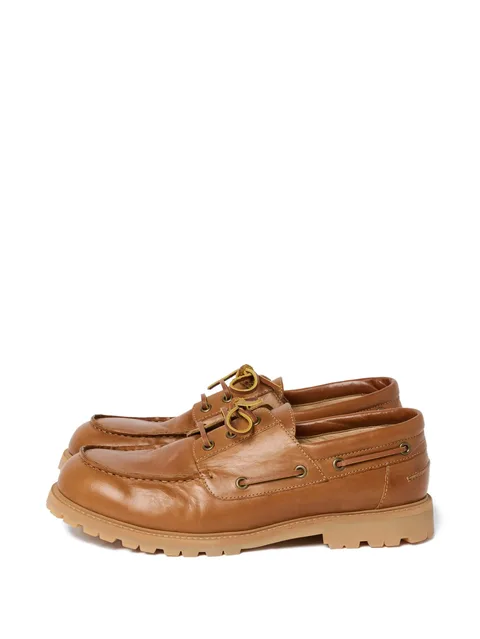 Guston raw-cut leather boat shoes