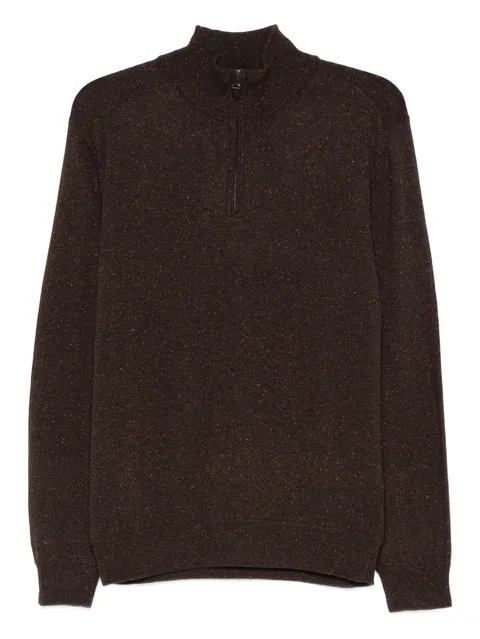 half-zip speckled wool sweater