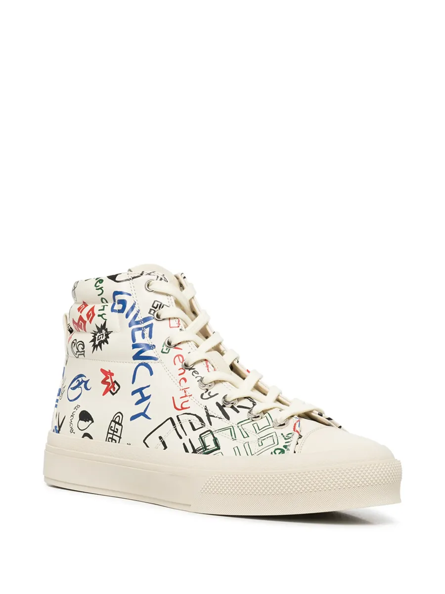 City Logo-print leather sneakers 4