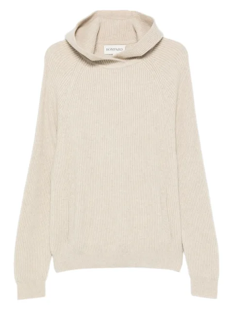 ribbed-knit hooded sweater