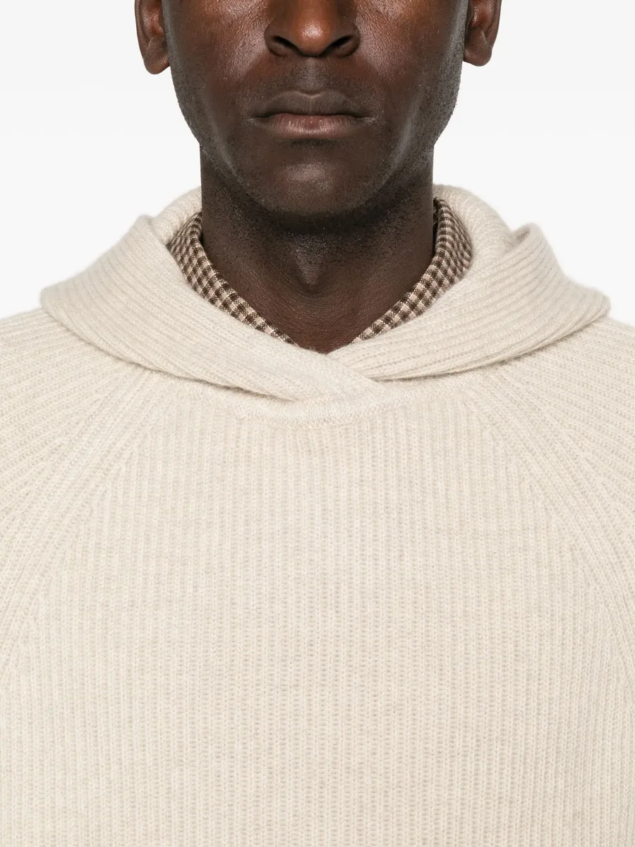 ribbed-knit hooded sweater 9
