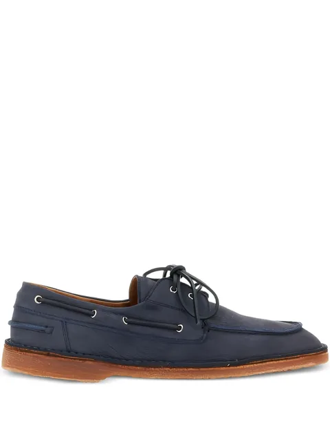 leather lace-up boat shoes