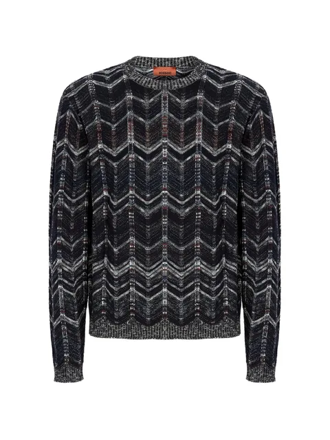chevron-pattern crew-neck sweater