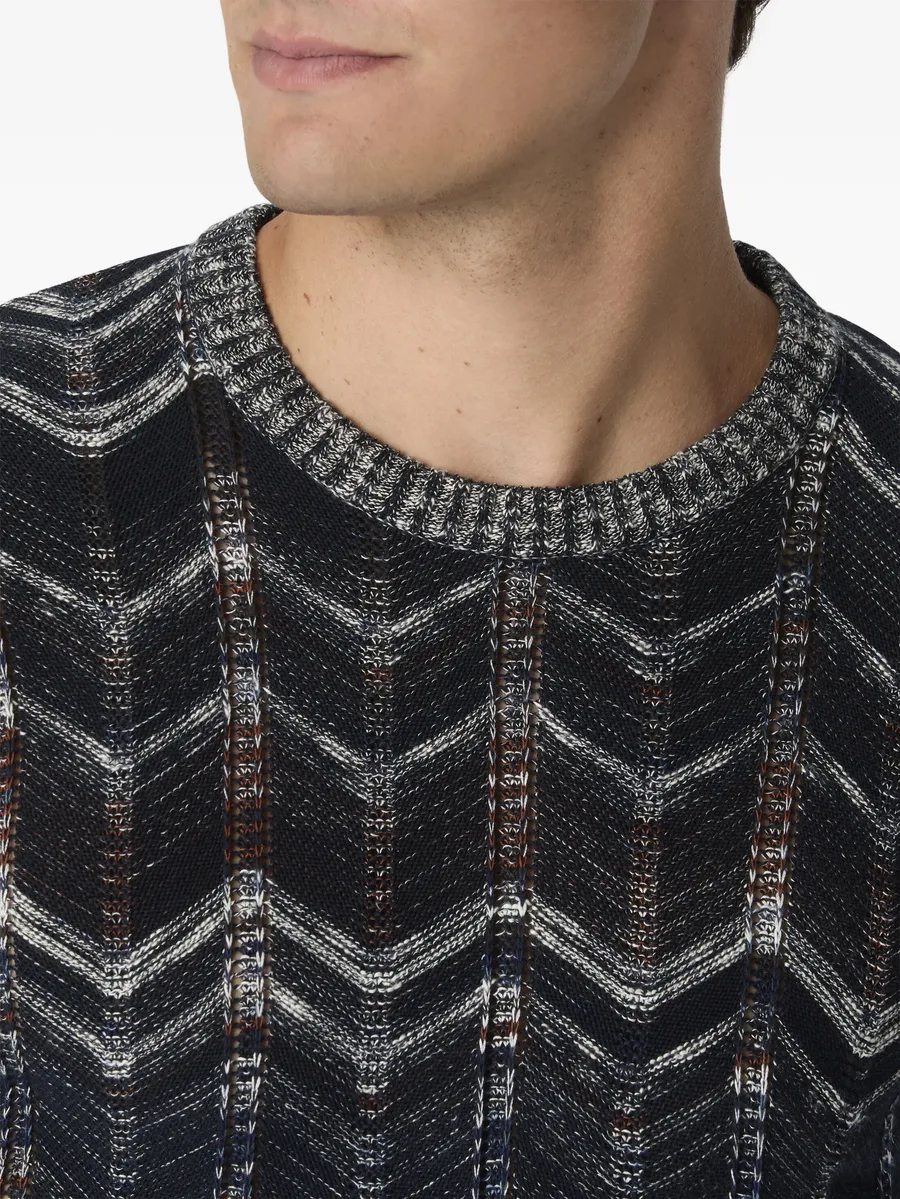 chevron-pattern crew-neck sweater 7