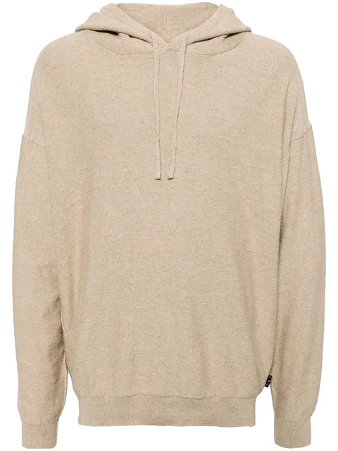 ribbed-edge knitted hoodie