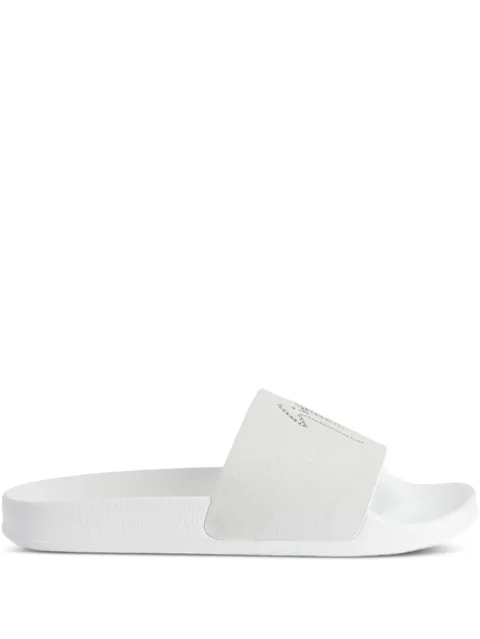 Brett crystal-embellished leather slides
