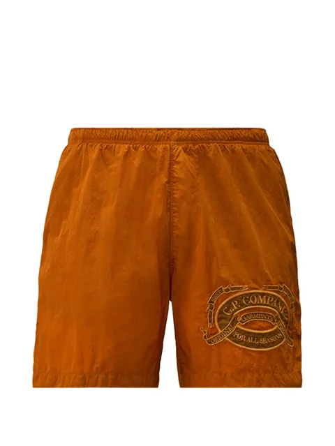 Eco-Chrome R logo-patch swim shorts
