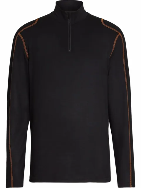 contrast-stitching wool long-sleeved top