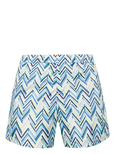 zigzag-pattern swim shorts