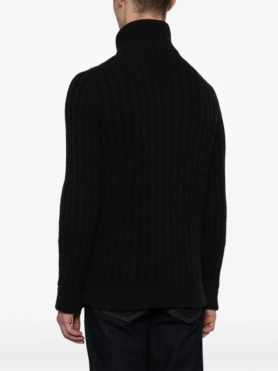 logo-embroidered wool cardigan 8